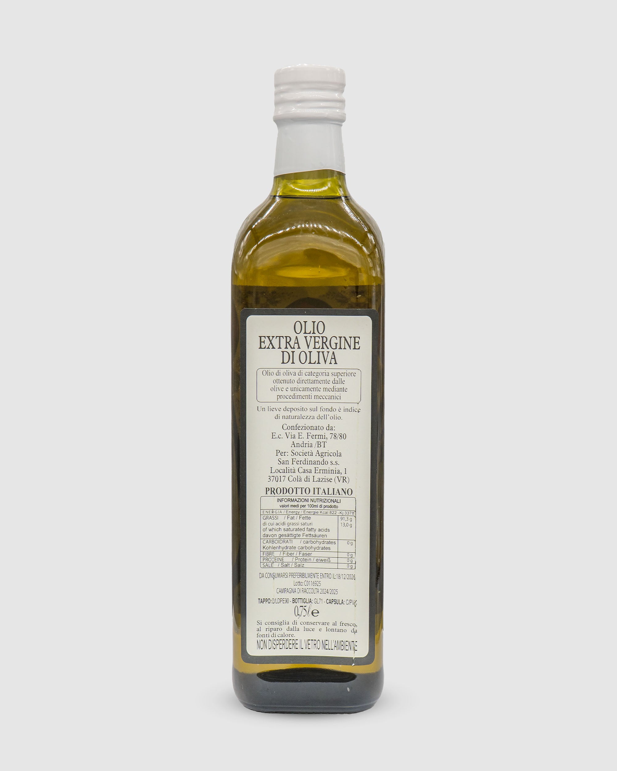 Olivenöl Delicato Rückseite Vincenzi
